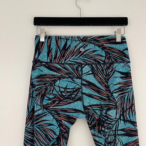 Lululemon High Times Pant Palm Lace Tofino Teal Multi Leggings Size 8 - Picture 7 of 7